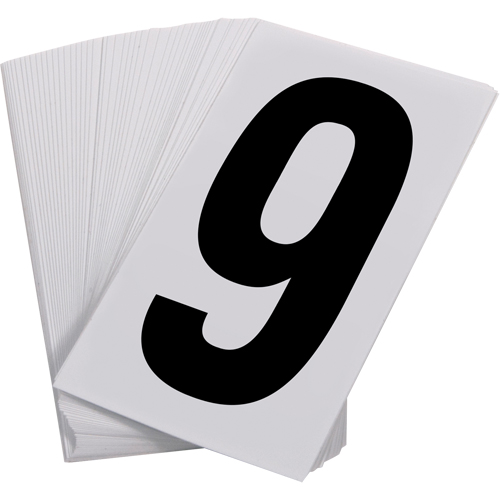 Num&eacute;ros autocollants, 9, 3-1/2" h, Noir sur blanc Groupe Generik