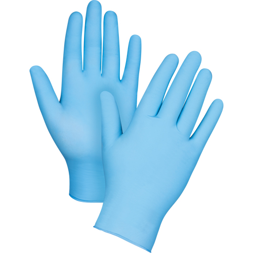 Gants jetables de calibre m&eacute;dical r&eacute;sistants &agrave; la perforation, T-petit, Nitrile, 4,5 mils, Sans poudre, Bleu, Classe 2 Groupe Generik