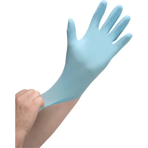 Gants jetables de calibre m&eacute;dical r&eacute;sistants &agrave; la perforation, T-petit, Nitrile, 4,5 mils, Sans poudre, Bleu, Classe 2 Groupe Generik