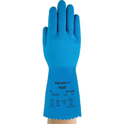 AlphaTec&reg; 87-029 Gloves, Size Small/7, 12" L, Rubber Latex, Nylon Inner Lining, 50-mil Groupe Generik