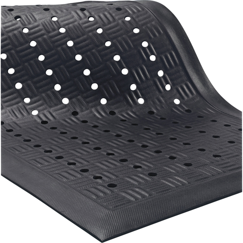 Cushion Station Mats, Slotted, 3-1/5' x 5-3/10' x 9/16", Black, Nitrile Groupe Generik