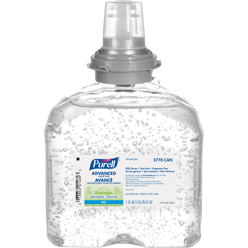 D&eacute;sinfectant pour les mains avanc&eacute; TFX, 1200 ml, Cartouche de recharge, 70 % alcool Groupe Generik