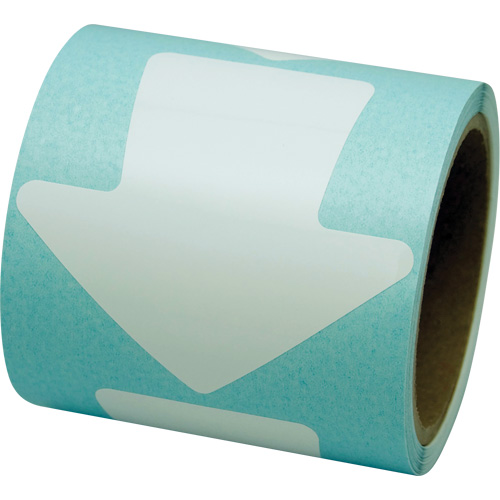 D&eacute;calcomanie en couleur pour le marquage des planchers, Fl&egrave;che, 4" lo x 4" la, Blanc, Vinyle Groupe Generik