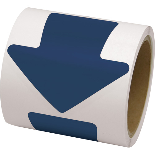D&eacute;calcomanie en couleur pour le marquage des planchers, Fl&egrave;che, 4" lo x 4" la, Bleu, Vinyle Groupe Generik