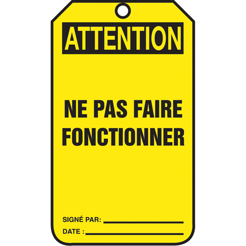 Lockout Tags, Cardstock, 3-1/8" W x 5-7/8" H, French Groupe Generik