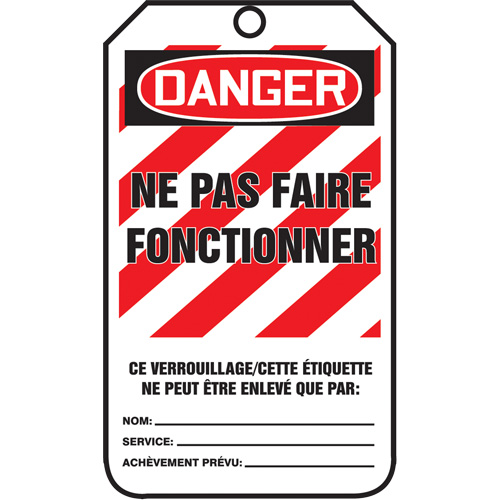 Lockout Tags, Cardstock, 3-1/8" W x 5-7/8" H, French Groupe Generik