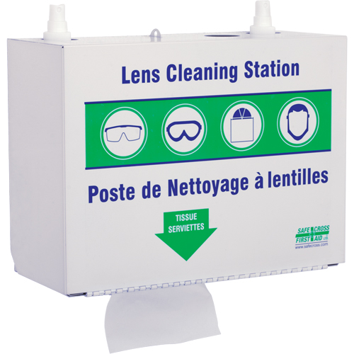 Postes en M&eacute;tal Pour Le Nettoyage De Verres - Deux Boutielle De Solution 500ml Et 1 Boîte De Serviettes, M&eacute;tal, 10,5" lo x 5,5" p x 6,3" h Groupe Generik
