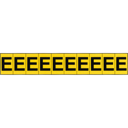 Rep&egrave;res adh&eacute;sifs &agrave; lettres individuelles, E, 1" h, Noir sur jaune Groupe Generik