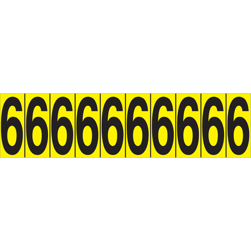 Individual Adhesive Number Markers, 6, 1-15/16" H, Black on Yellow Groupe Generik