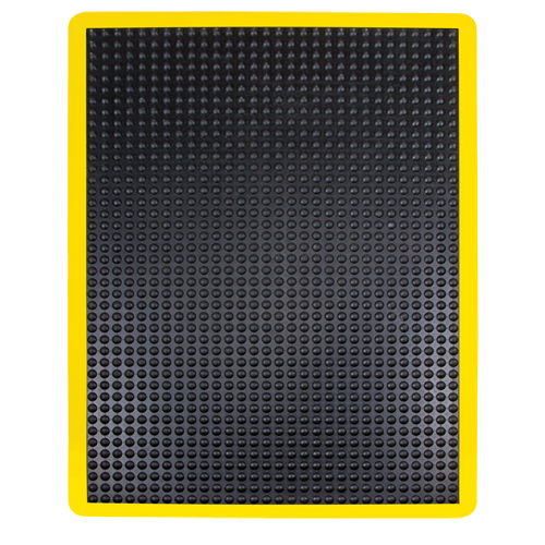 Tapis antifatigue en d&ocirc;me, &agrave; bulles, 2' x 3' x 1/2", Noir, Caoutchouc Groupe Generik