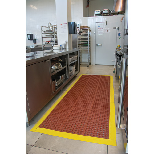 Tapis modulaire antifatigue, Nid d'abeilles, 3' x 3' x 1/2", Brun, Nitrile/Caoutchouc Groupe Generik