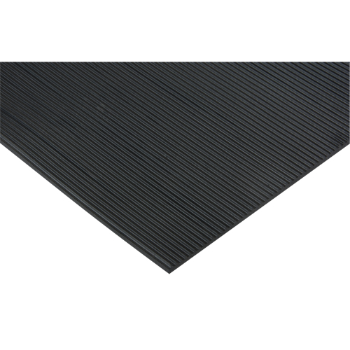 Tapis &agrave; nervures fines, Essuie-pieds, 3' x 75' x 1/8", Noir Groupe Generik