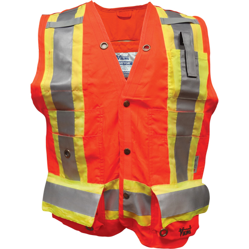 Veste de s&eacute;curit&eacute; ignifug&eacute; pour arpenteur, Orange haute visibilit&eacute;, Petit, Polyester Groupe Generik
