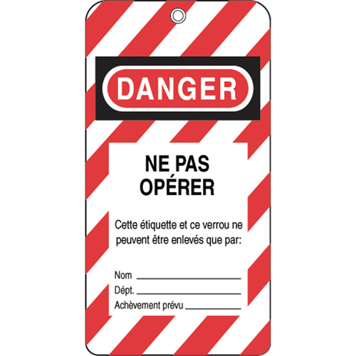 &eacute;tiquettes de verrouillage, Plastique, 3" la x 5-3/4" h, Français Groupe Generik