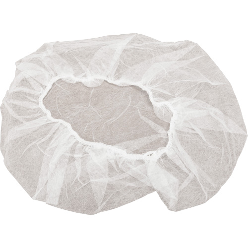 Non-Woven Bouffant Caps, Polypropylene, 21"/Large, White Groupe Generik