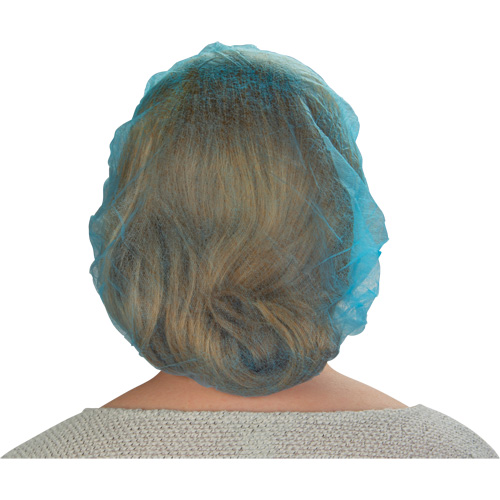 Non-Woven Bouffant Caps, Polypropylene, 21"/Large, Blue Groupe Generik