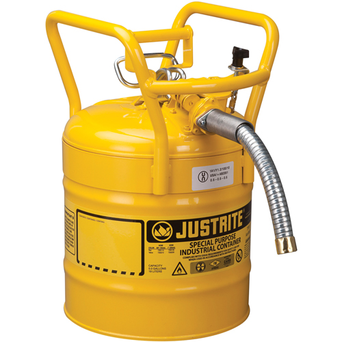 D.O.T. AccuFlow Safety Cans, Type II, Steel, 5 US gal., Yellow, FM Approved Groupe Generik