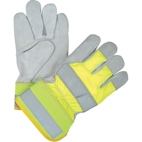 Gants d'ajusteur haute visibilit&eacute; de premi&egrave;re qualit&eacute;, Grand, Paume en Cuir de vache refendu, Doublure en Coton Groupe Generik