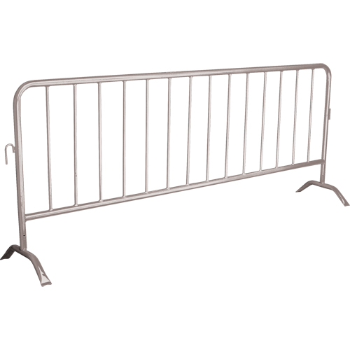 Portable Barrier, Interlocking, 102" L x 40" H, Silver Groupe Generik
