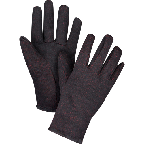 Jersey Gloves, Large, Brown, Red Fleece, Slip-On Groupe Generik