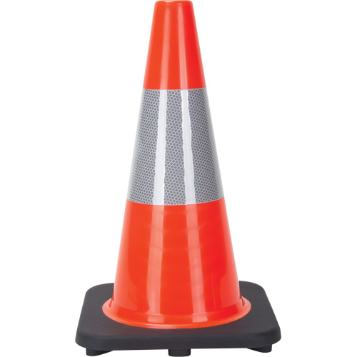 C&ocirc;ne de signalisation, 18", Orange, Bande(s) r&eacute;fl&eacute;chissante(s) 6" Groupe Generik