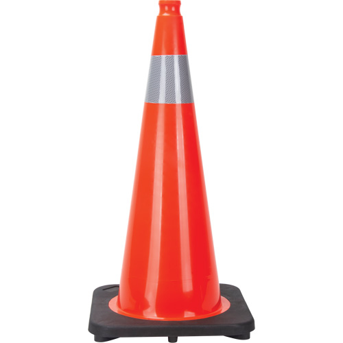 C&ocirc;ne de signalisation, 28", Orange, Bande(s) r&eacute;fl&eacute;chissante(s) 4" Groupe Generik