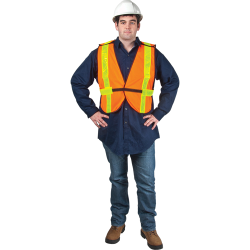 Veste de s&eacute;curit&eacute; d'usage standard, Orange haute visibilit&eacute;, Moyen, Polyester Groupe Generik