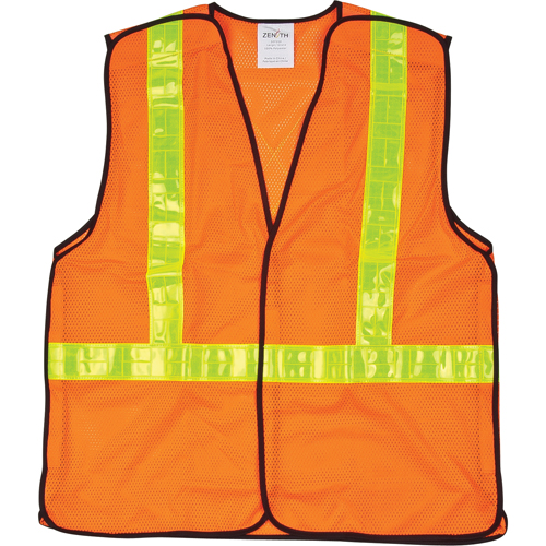 5-Point Tear-Away Traffic Safety Vest, High Visibility Orange, Medium, Polyester Groupe Generik