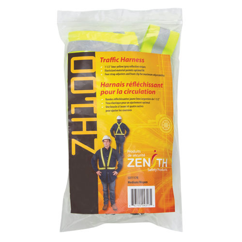 Standard-Duty Safety Harness, High Visibility Lime-Yellow, Silver Reflective Colour, Medium Groupe Generik
