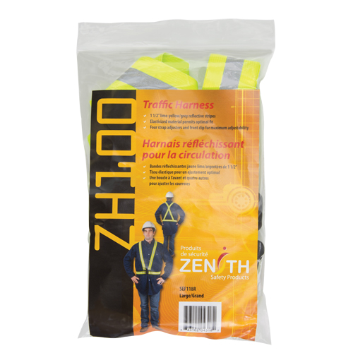 Standard-Duty Safety Harness, High Visibility Lime-Yellow, Silver Reflective Colour, Large Groupe Generik