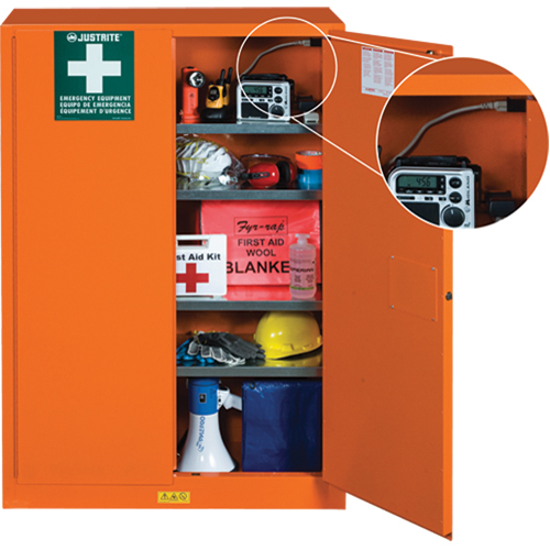 Armoires de rangement pour pr&eacute;paration aux situations d'urgence, Acier, 4 Tablettes, 65" h x 43" la x 18" P, Orange Groupe Generik