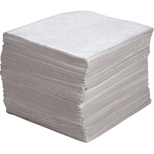 Feuilles absorbantes souffl&eacute;es de premi&egrave;re qualit&eacute;, Huile seulement, 15" x 17", 30 gal. d'absorption Groupe Generik