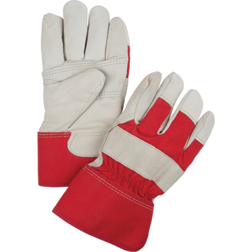 Gants d'ajusteur rouge & blanc doubl&eacute;s pour l'hiver, Grand, Paume en Cuir fleur de vache, Doublure en Boa Groupe Generik