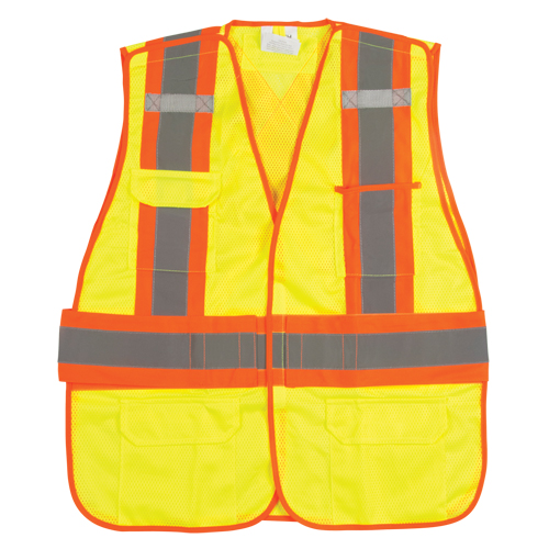 CSA Compliant High Visibility Surveyor Vest, High Visibility Lime-Yellow, Medium, Polyester Groupe Generik