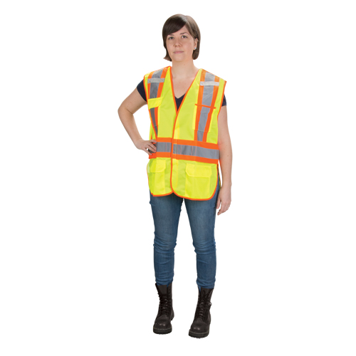 CSA Compliant High Visibility Surveyor Vest, High Visibility Lime-Yellow, Medium, Polyester Groupe Generik