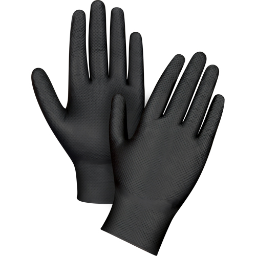 Gants d'examen de poids lourd &agrave; prise tactile, T-petit, Nitrile, 8 mils, Sans poudre, Noir Groupe Generik