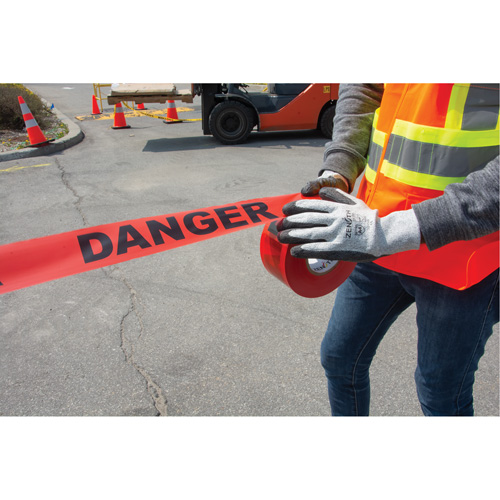 "Danger" Barricade Tape, Bilingual, 3" W x 1000' L, 1.5 mils, Black on Red Groupe Generik