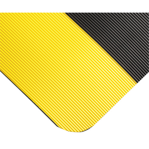 Corrugated Switchboard Matting No.702, 3' W x 20' L, 1/4" Thickness, Black/Yellow, PVC Groupe Generik