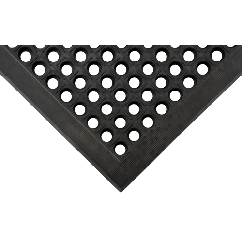 Tapis antifatigue, &agrave; fentes, 3' x 5' x 7/8", Noir, Caoutchouc naturel Groupe Generik