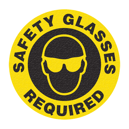 Panneau de signalisation au sol  Safety Glasses , Adh&eacute;sif, Anglais avec pictogramme Groupe Generik