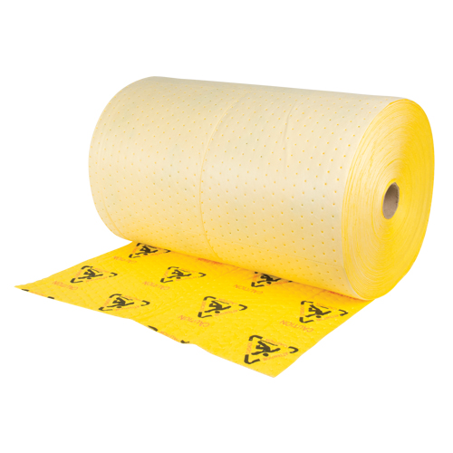 Rouleaux d'avertissement de premi&egrave;re qualit&eacute; - absorbants haute visibilit&eacute;, Lourd, 150' lo x 30" la, Absorption 57 gal. Groupe Generik