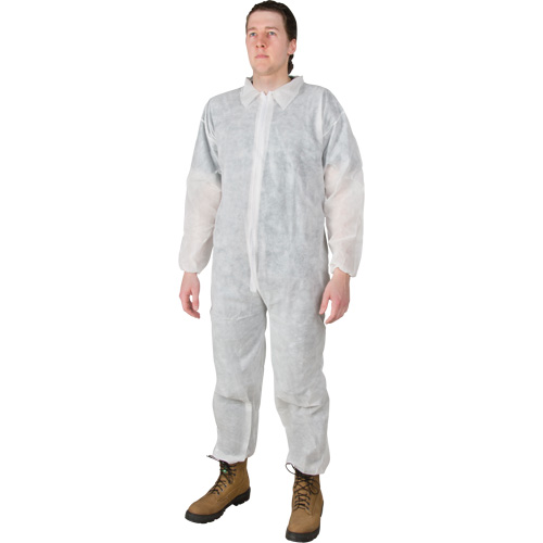 Coveralls, Medium, White, Polypropylene Groupe Generik