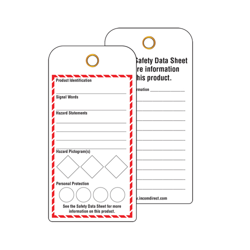 GHS Workplace Tags, Cardstock, 3" W x 6" H, English Groupe Generik
