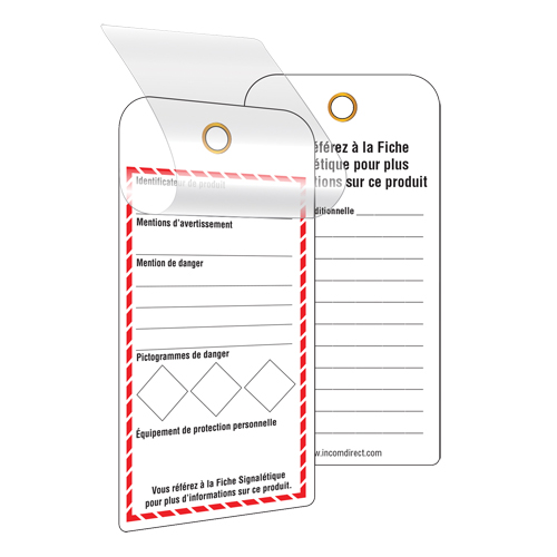 GHS Self-Laminating Workplace Tags, Cardstock, 3" W x 6" H, French Groupe Generik