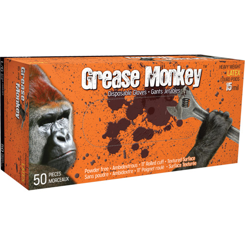 Grease Monkey&reg; Gloves, Medium, Latex, 15-mil, Powder-Free, Blue Groupe Generik