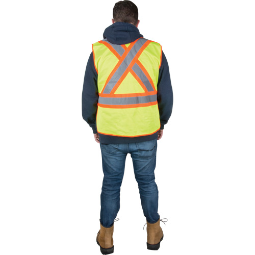 Veste d'arpenteur r&eacute;sistante aux flammes, Jaune lime haute visibilit&eacute;, Grand, Polyester Groupe Generik