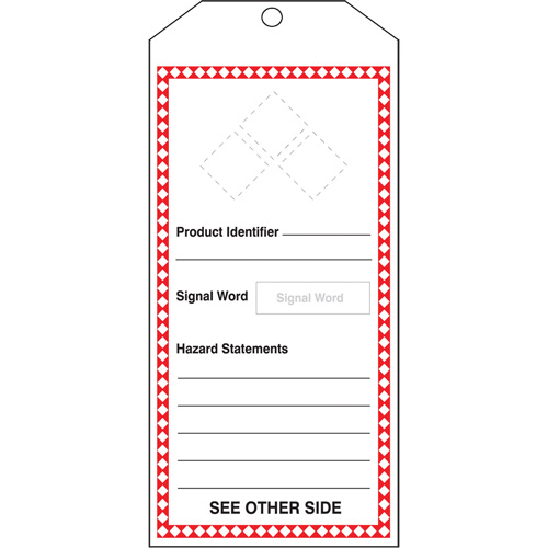 GHS Jumbo Safety Tag, Cardstock, 3-7/8" W x 8-1/2" H, English Groupe Generik
