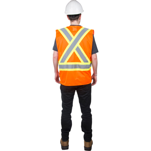 Veste de s&eacute;curit&eacute; pour la circulation, Orange haute visibilit&eacute;, Moyen, Polyester Groupe Generik