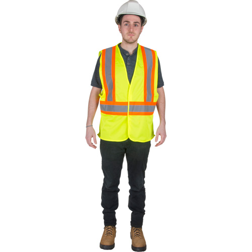 Traffic Safety Vest, High Visibility Lime-Yellow, Medium, Polyester Groupe Generik