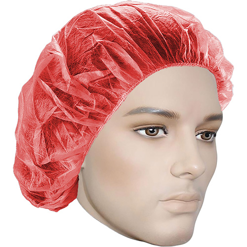 Bouffant Caps, Polypropylene, 21", Red Groupe Generik